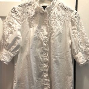 J.Crew White Puff Sleeve Top